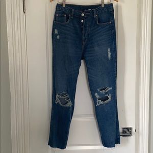 H&M ripped slim fit straight leg jeans